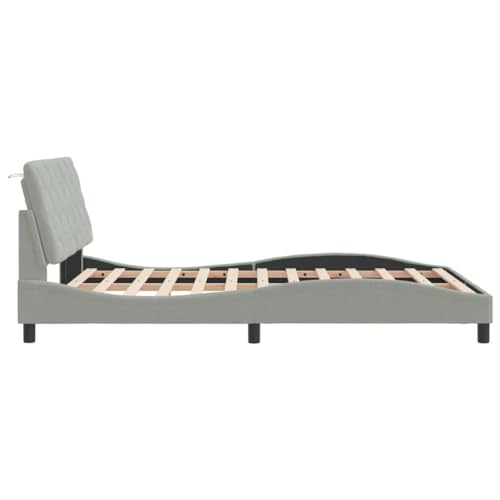 Bed Frame Light Grey Velvet Queen Bed Frame Rectangular Bed