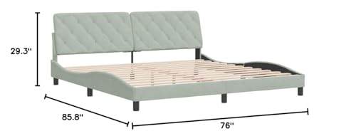 Bed Frame Light Grey Velvet Queen Bed Frame Rectangular Bed