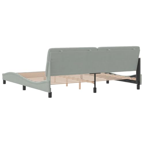 Bed Frame Light Grey Velvet Queen Bed Frame Rectangular Bed