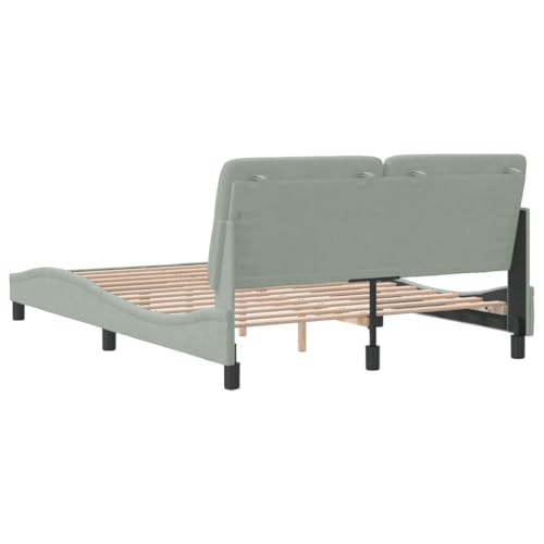 Bed Frame Light Grey Velvet Queen Bed Frame Rectangular Bed