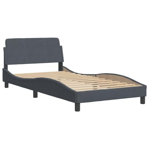 Bed Frame Light Grey Velvet Queen Bed Frame Rectangular Bed