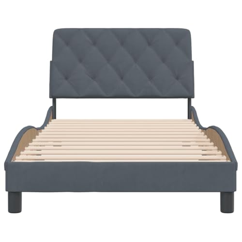 Bed Frame Light Grey Velvet Queen Bed Frame Rectangular Bed