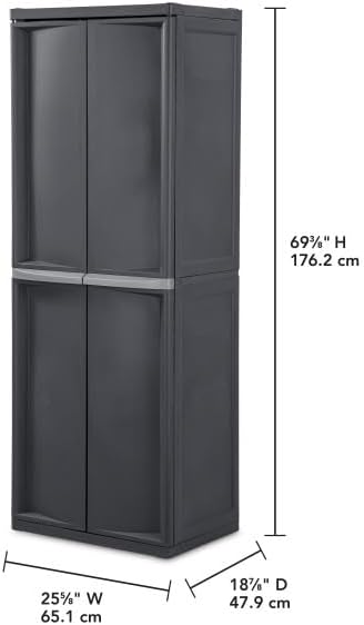 Sterilite 4-Shelf Lockable Storage Cabinet – Gray