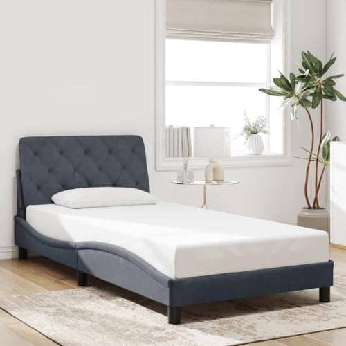 Bed Frame Light Grey Velvet Queen Bed Frame Rectangular Bed