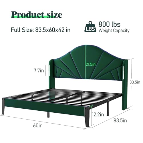 Queen Bed Frame with LED Headboard – Velvet Blue