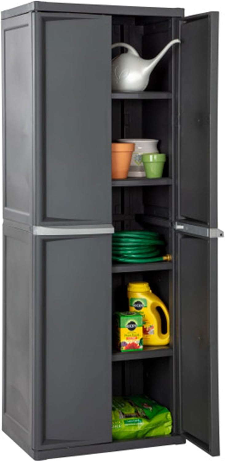 Sterilite 4-Shelf Lockable Storage Cabinet – Gray