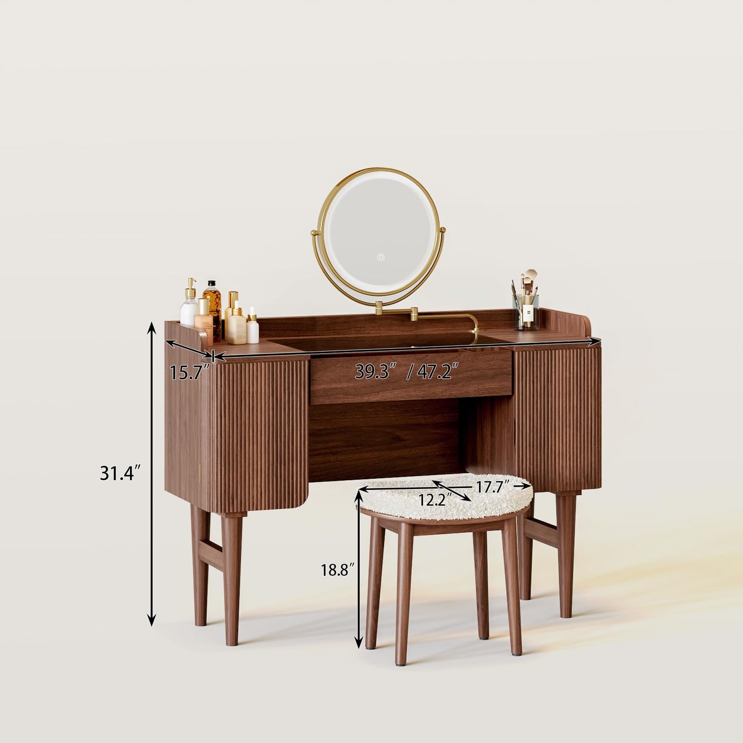 Mid Century LED Makeup Vanity Set 47"