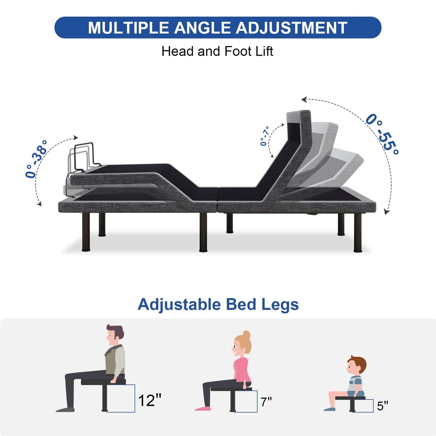 Vipbear Queen Adjustable Bed Frame