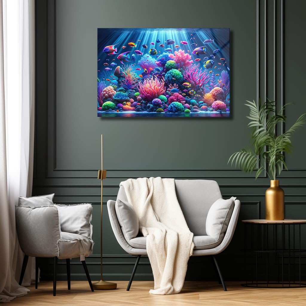 Sea Creatures Tempered Glass Wall Art 47.2"x70.8"