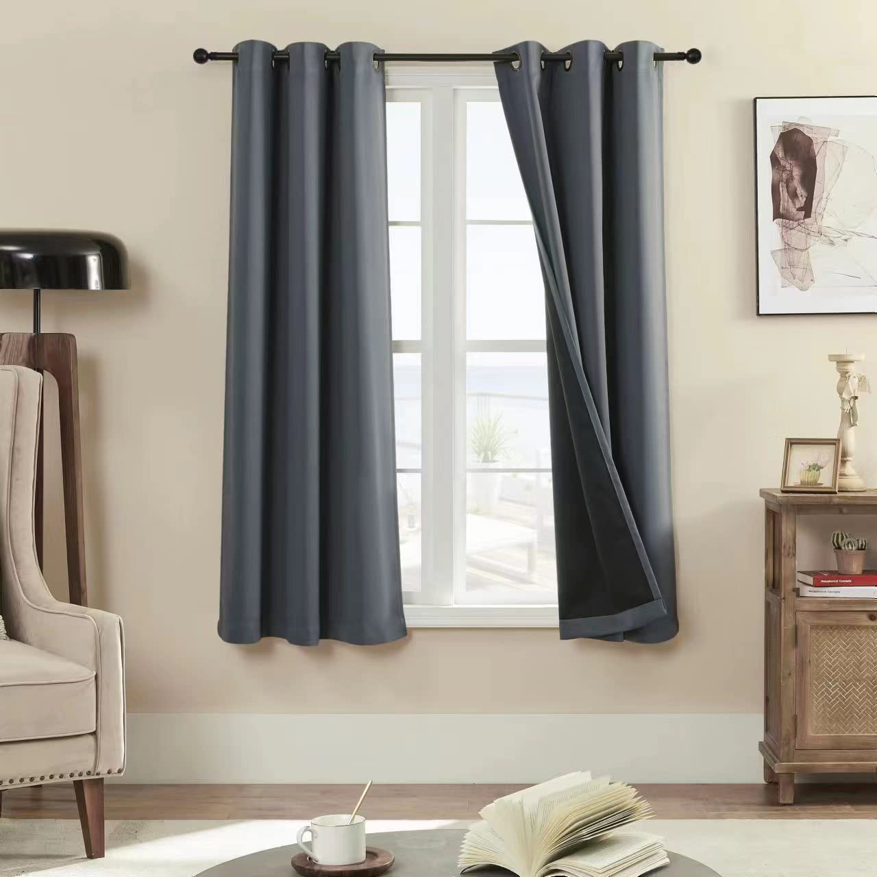 Rutterllow Blackout Curtains – 2 Panels, Dark Grey