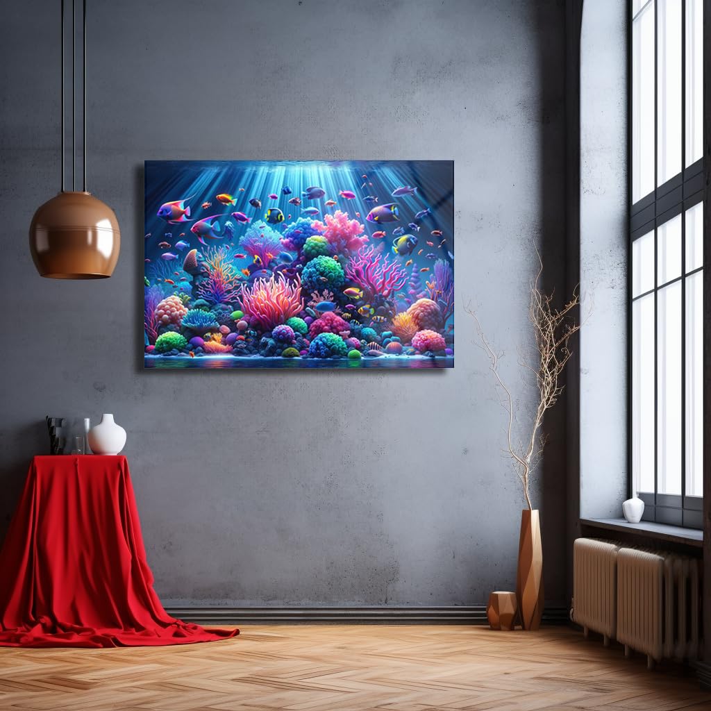 Sea Creatures Tempered Glass Wall Art 47.2"x70.8"