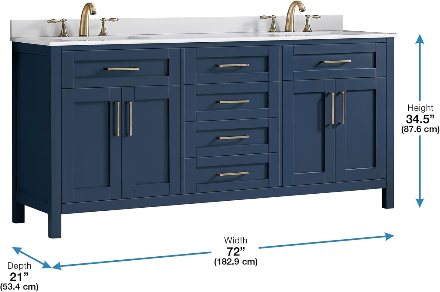 Tahoe 72" Double Vanity, Midnight Blue