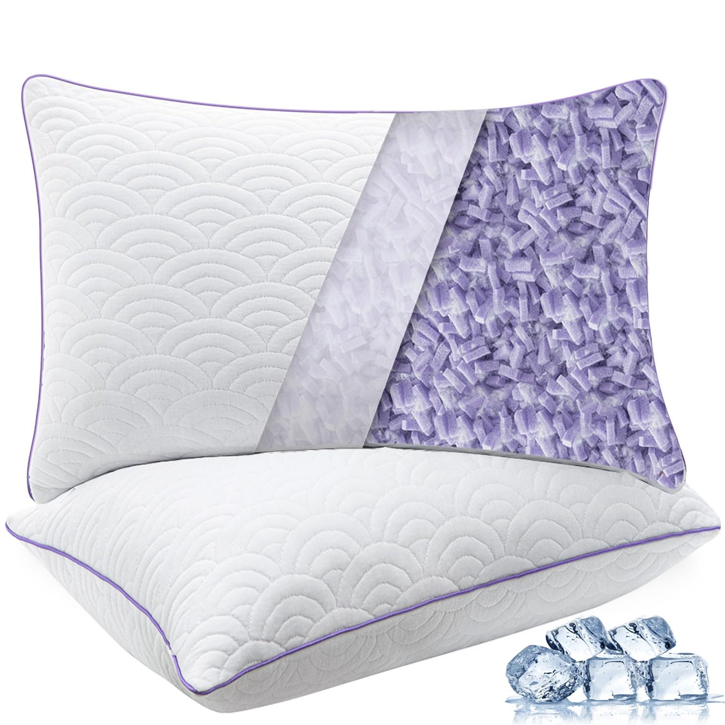MOLCLCUY Memory Foam Pillows – Queen, 2 Pack