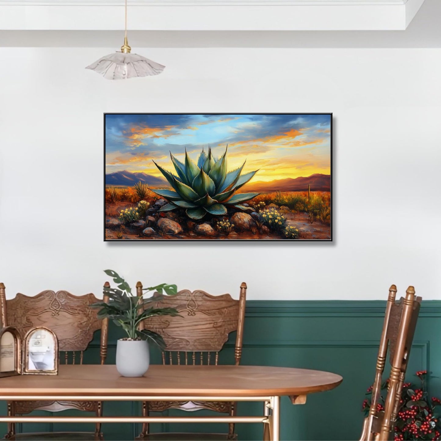Agave Western Wall Art, 74"x40", Framed