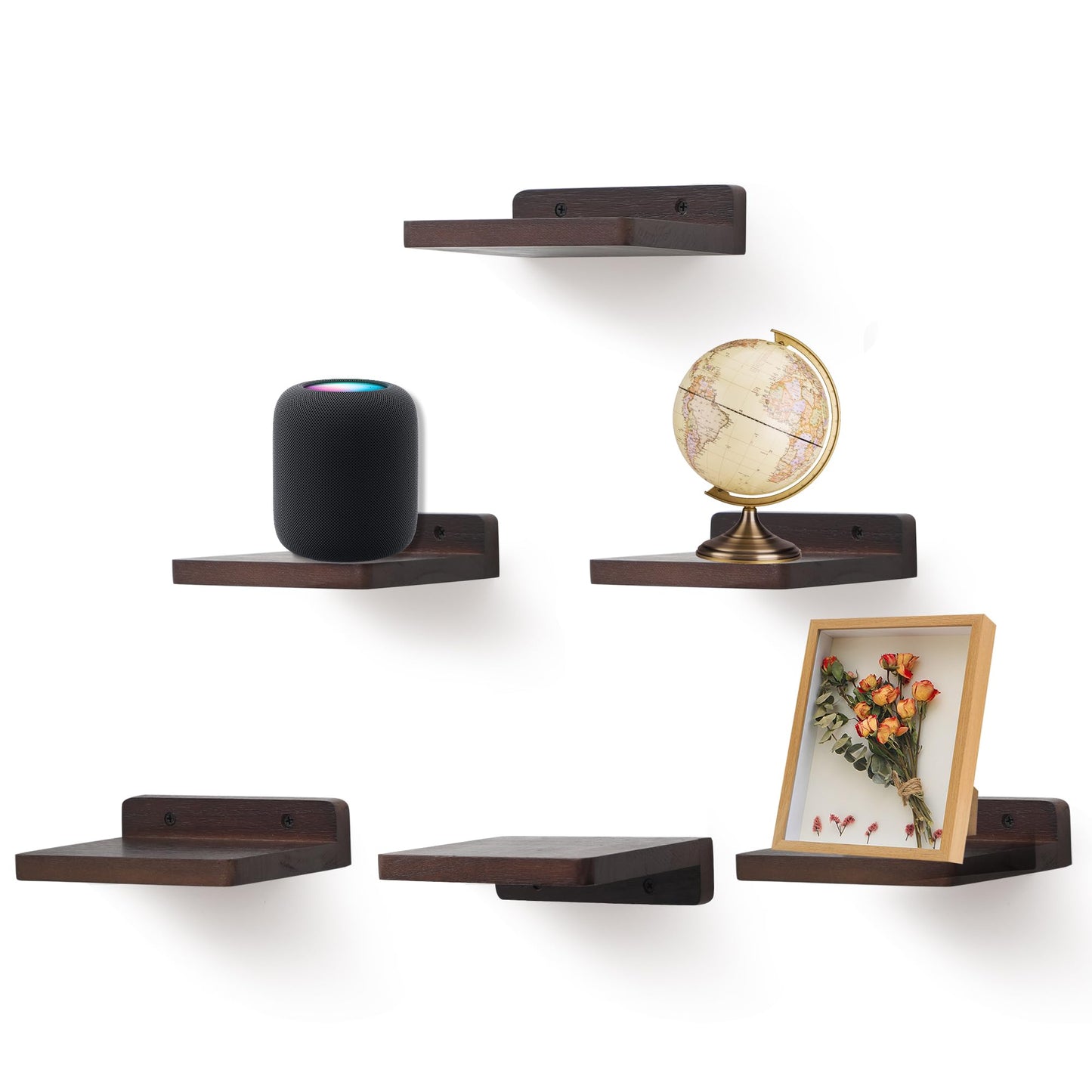 Small Floating Shelves 8-Pack, 4"x4", Rustic White