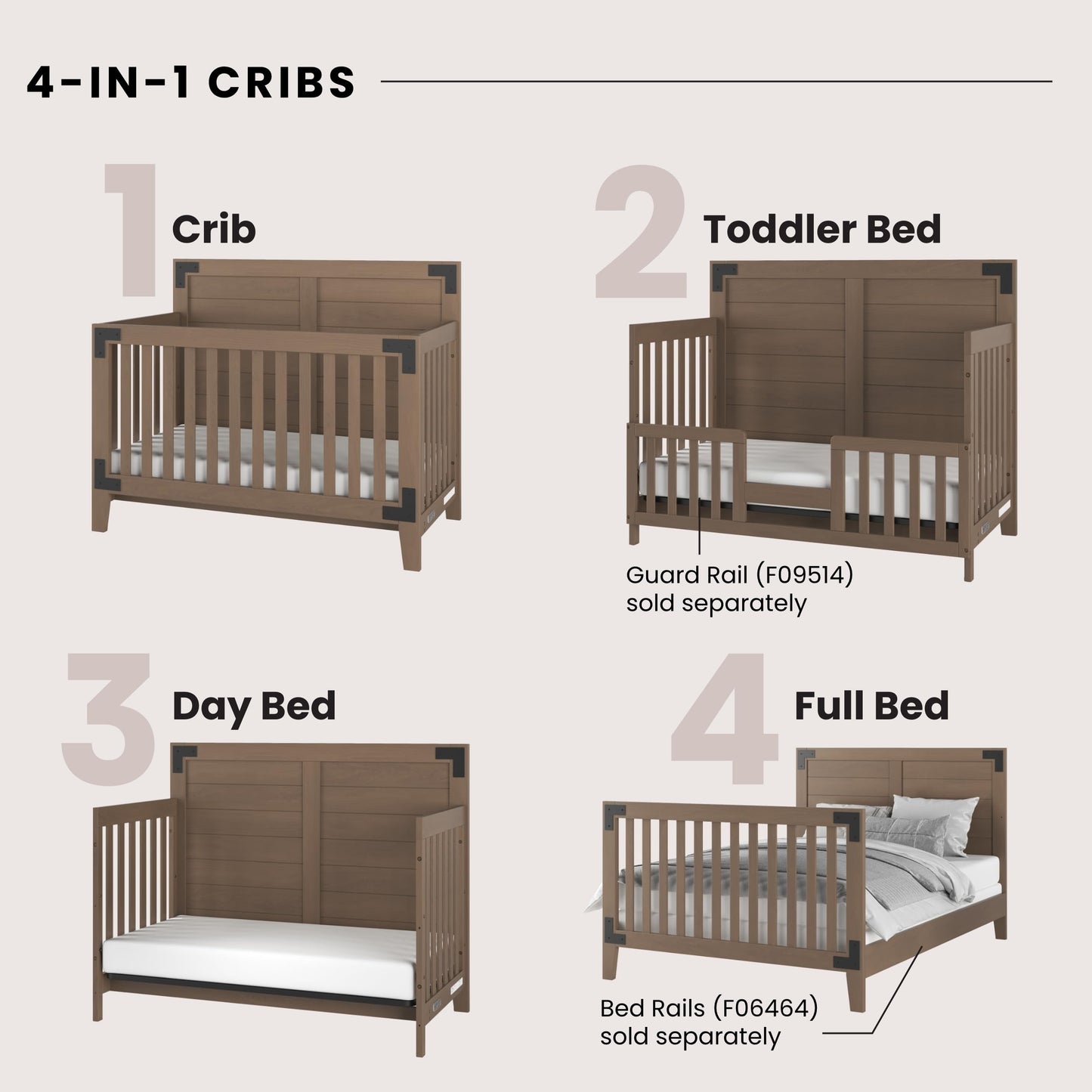 Child Craft Lucas 4-in-1 Convertible Crib – Nutmeg