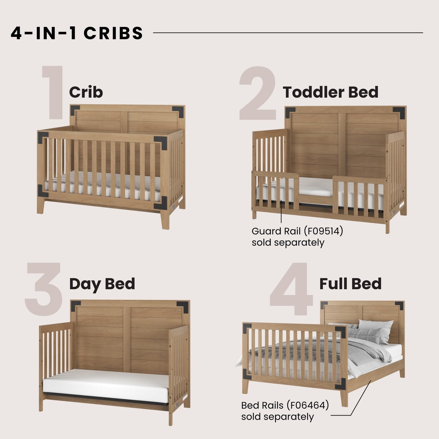 Child Craft Lucas 4-in-1 Convertible Crib – Nutmeg