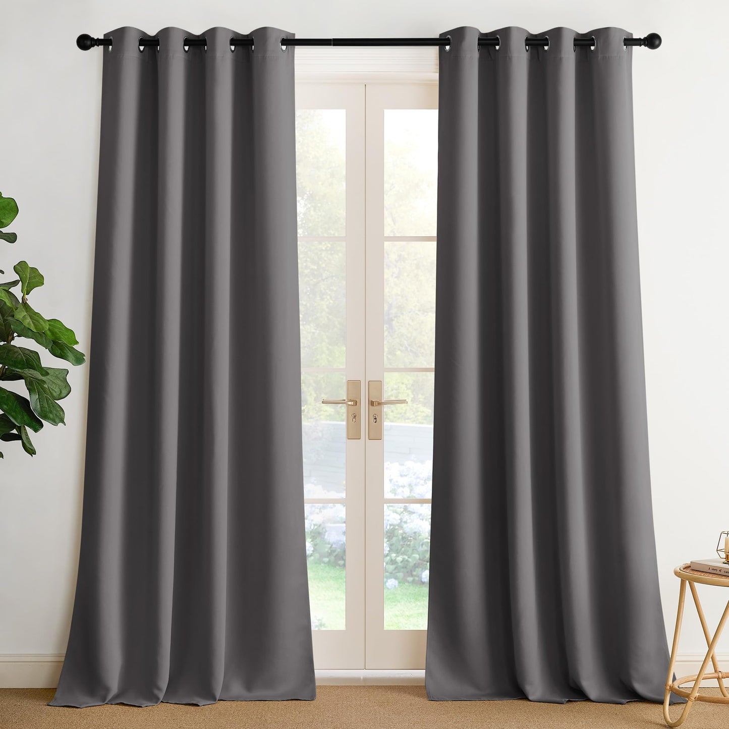 NICETOWN Blackout Curtains – 2 Panels, Grey, 63"