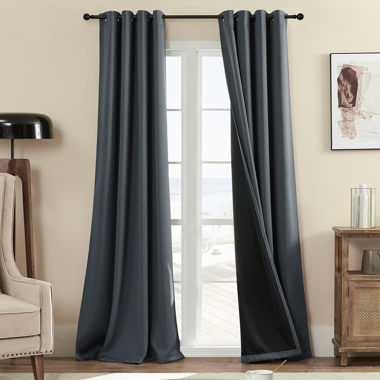 Rutterllow Blackout Curtains – 2 Panels, Dark Grey