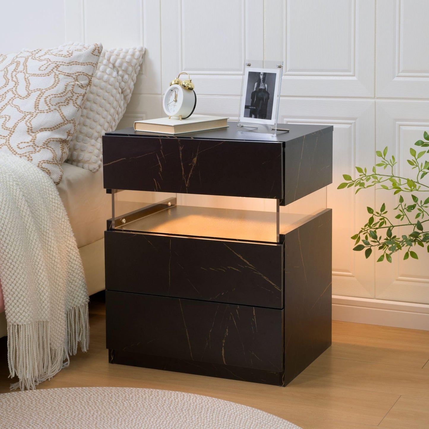White LED Nightstand Set – 2 Pack