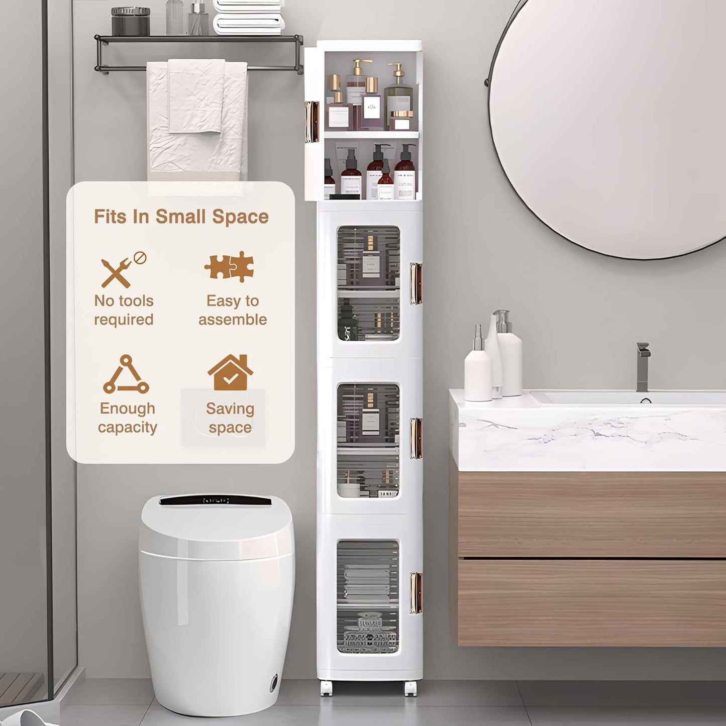 VECELO 4-Tier Plastic Storage Cabinet – White