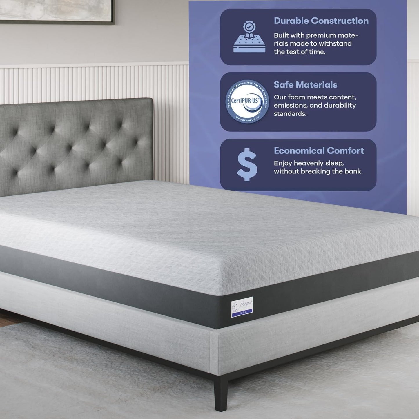 Gel Memory Foam Mattress – Twin, 12" Soft
