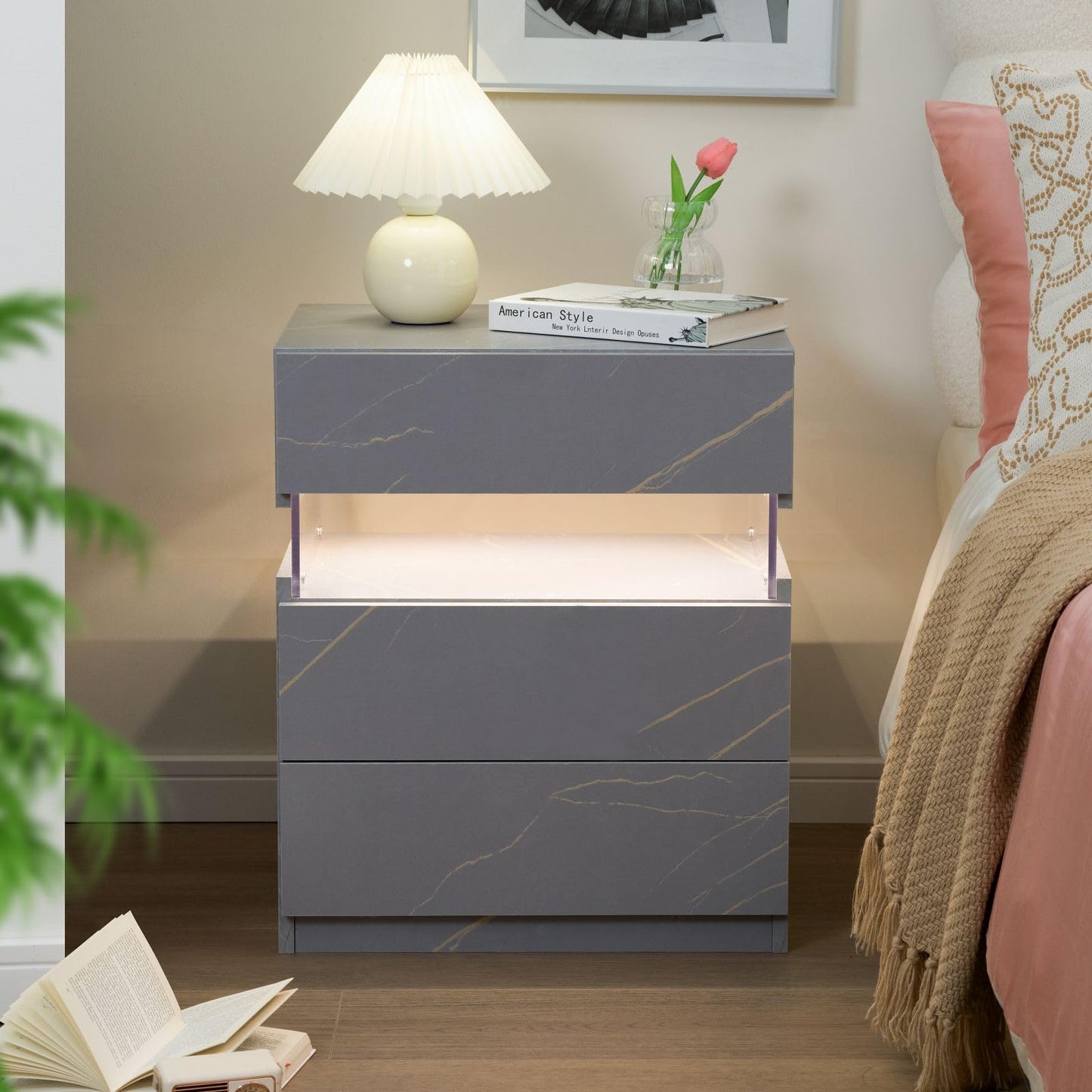 White LED Nightstand Set – 2 Pack