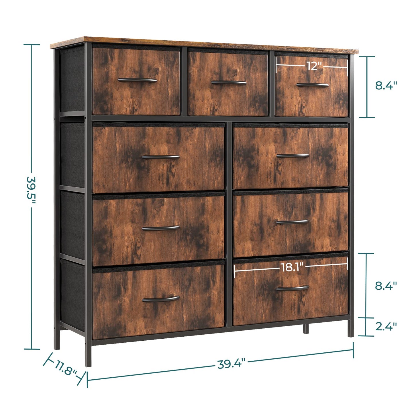 OLIXIS 5-Drawer Dresser, Black