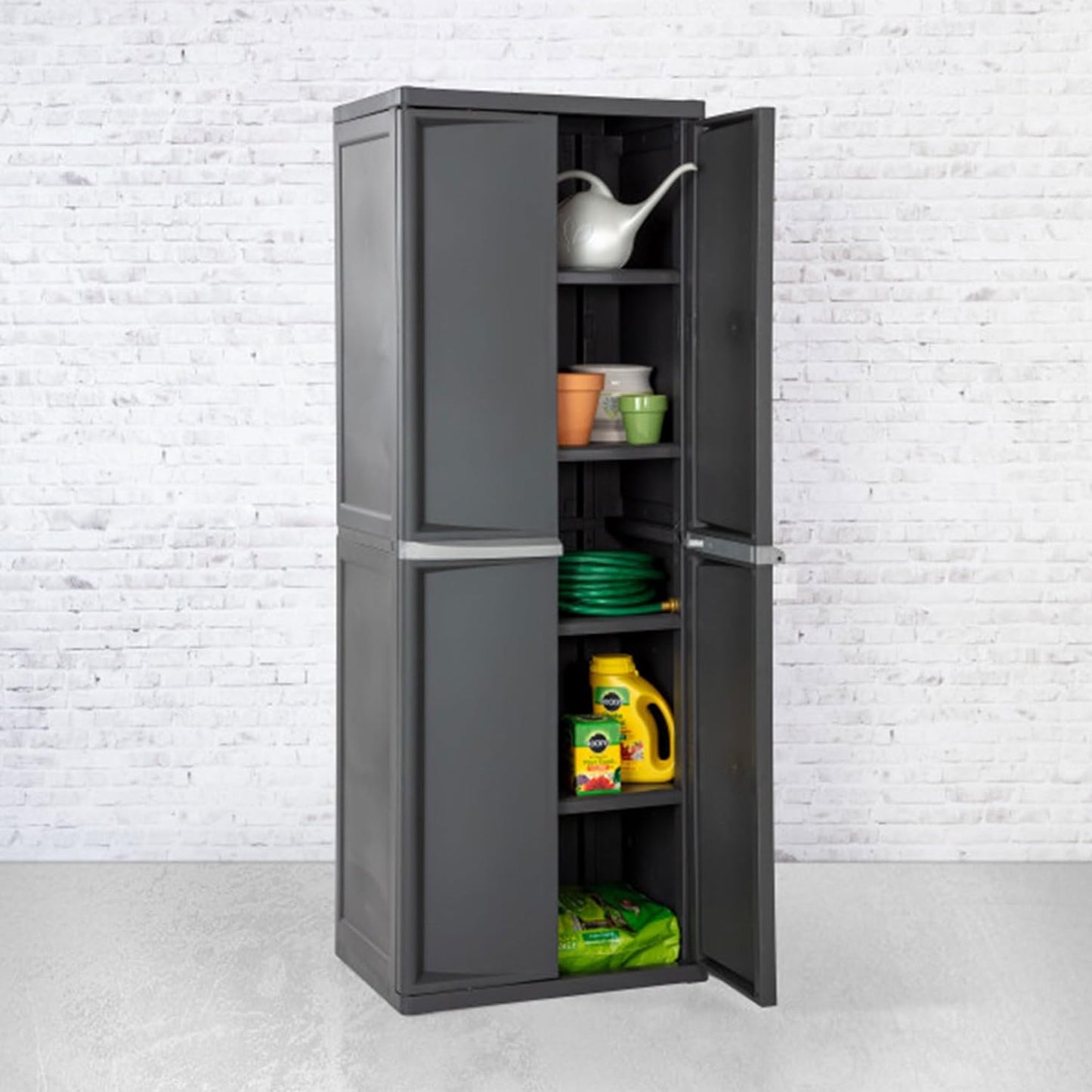 Sterilite 4-Shelf Lockable Storage Cabinet – Gray