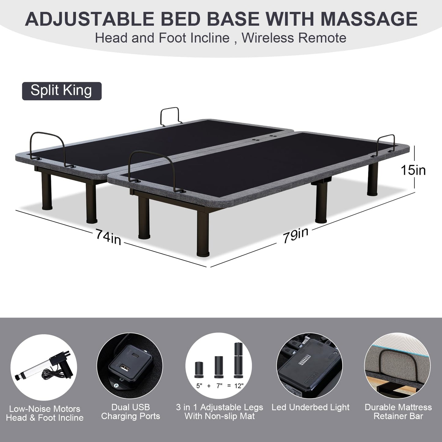 Vipbear Queen Adjustable Bed Frame