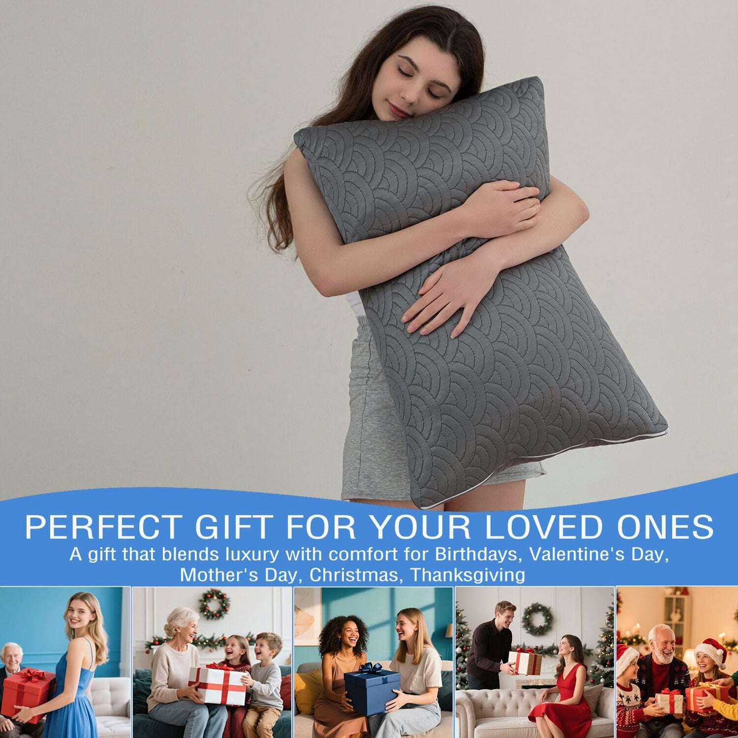 MOLCLCUY Memory Foam Pillows – Queen, 2 Pack
