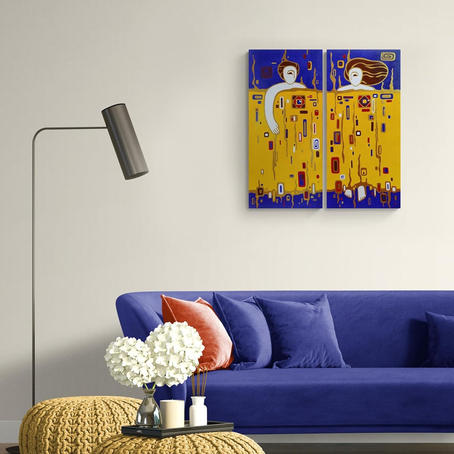 Under One Blanket Diptych Acrylic Painting 34"x18"