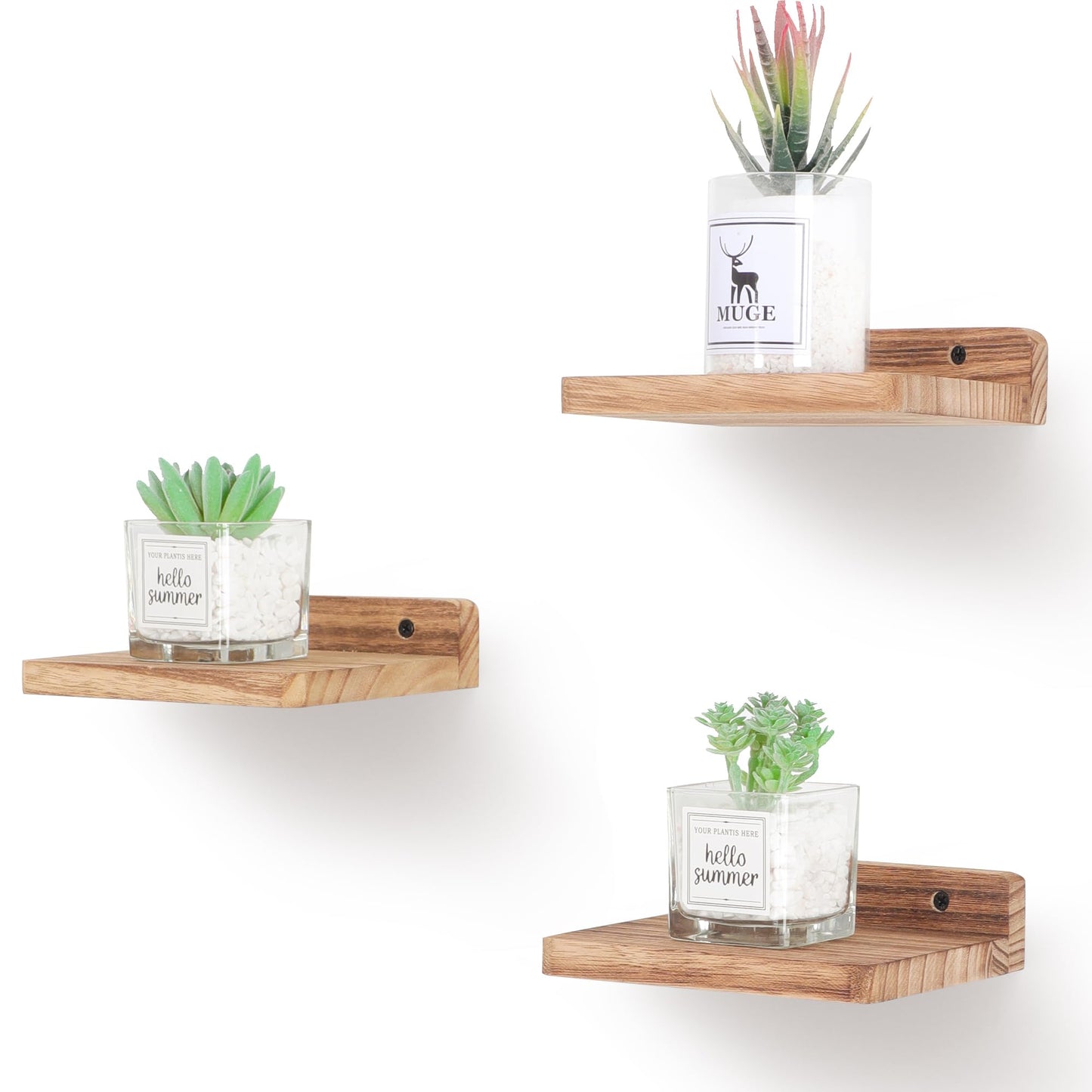 Small Floating Shelves 8-Pack, 4"x4", Rustic White
