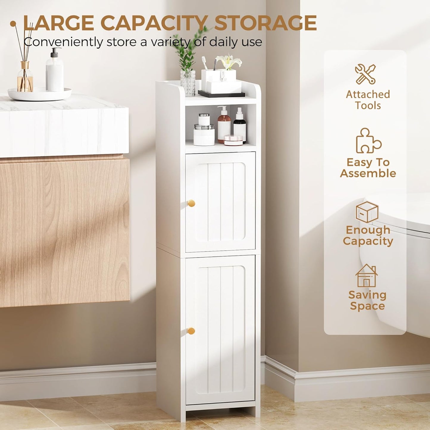 BEWISHOME Bathroom Cabinet – White