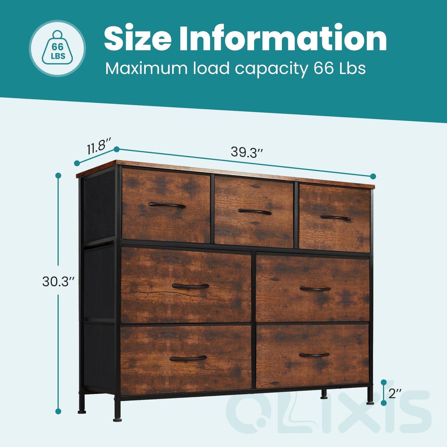 OLIXIS 5-Drawer Dresser, Black