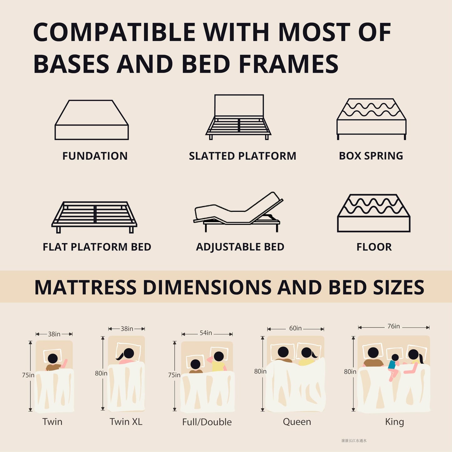 EGOHOME 14" Queen Memory Foam Mattress, Black
