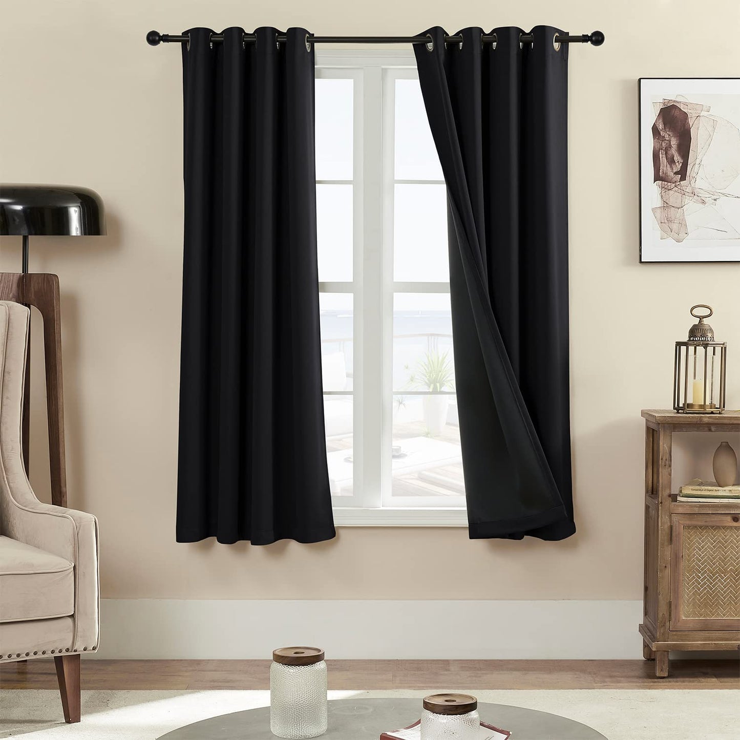 Rutterllow Blackout Curtains – 2 Panels, Dark Grey