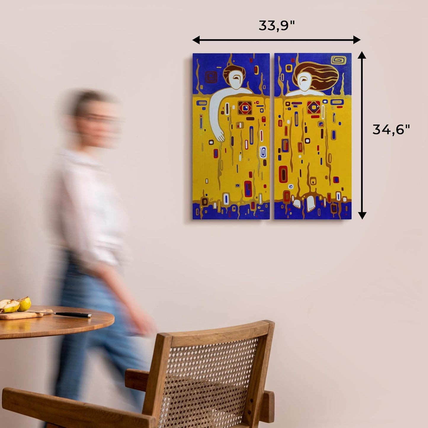 Under One Blanket Diptych Acrylic Painting 34"x18"