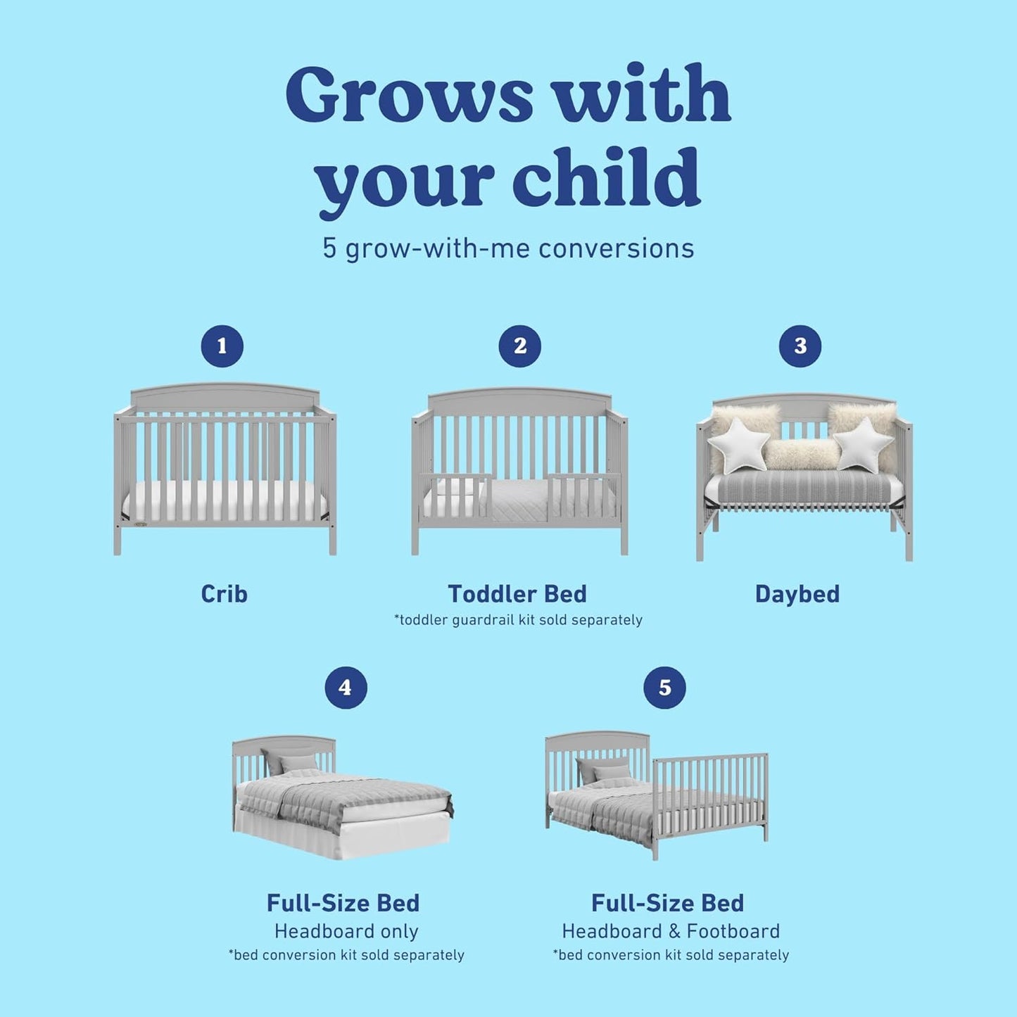 Graco Benton 5-in-1 Convertible Crib – Pebble Gray