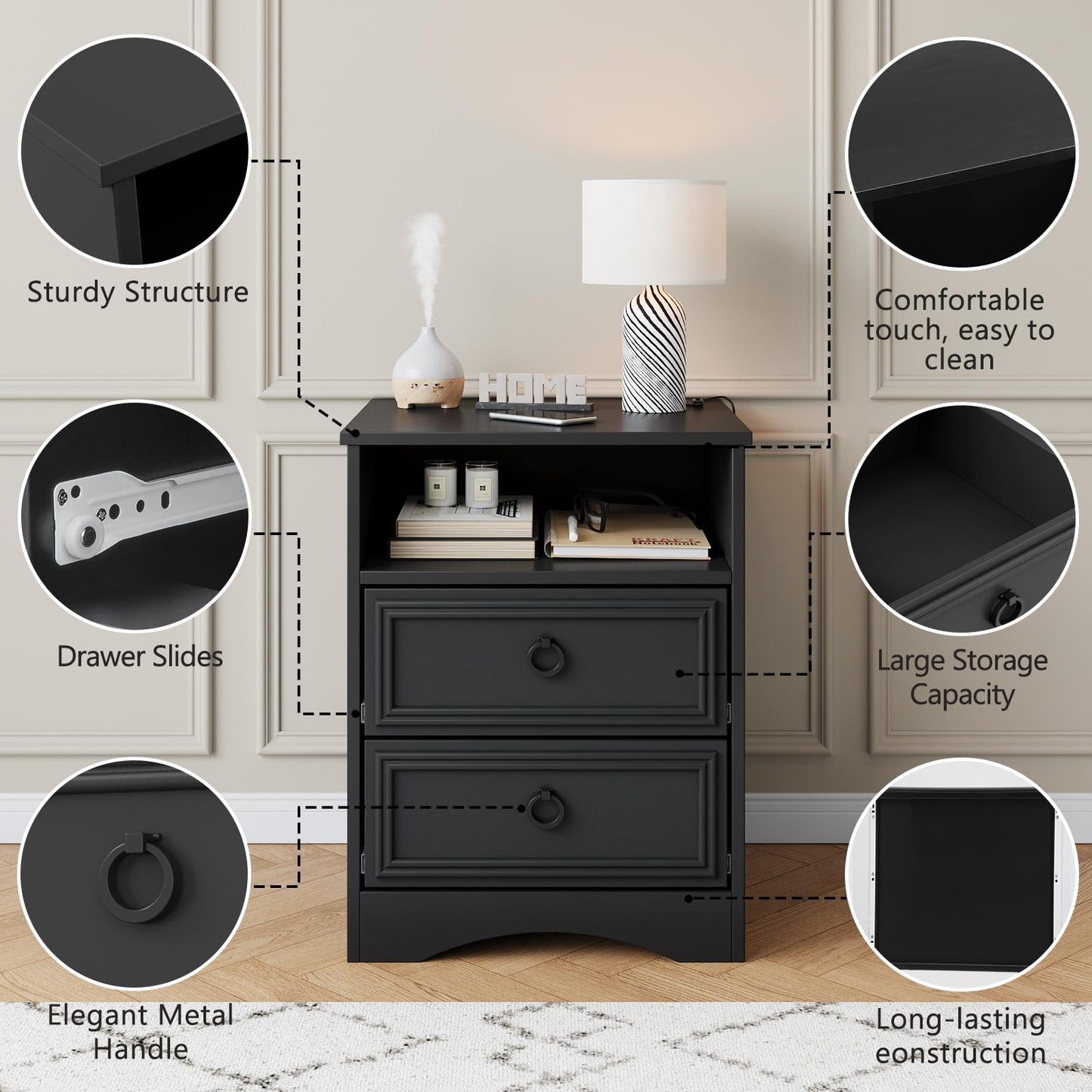 Nightstand Set of 2 – Gray