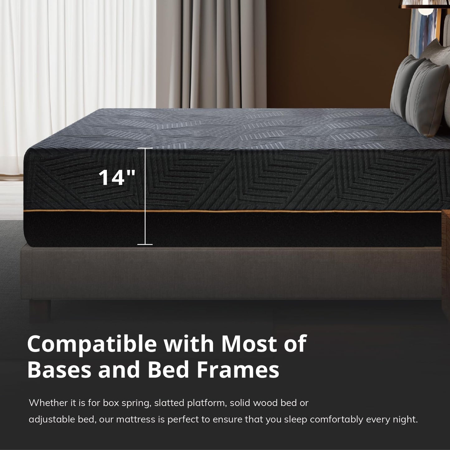 EGOHOME 14" Queen Memory Foam Mattress, Black