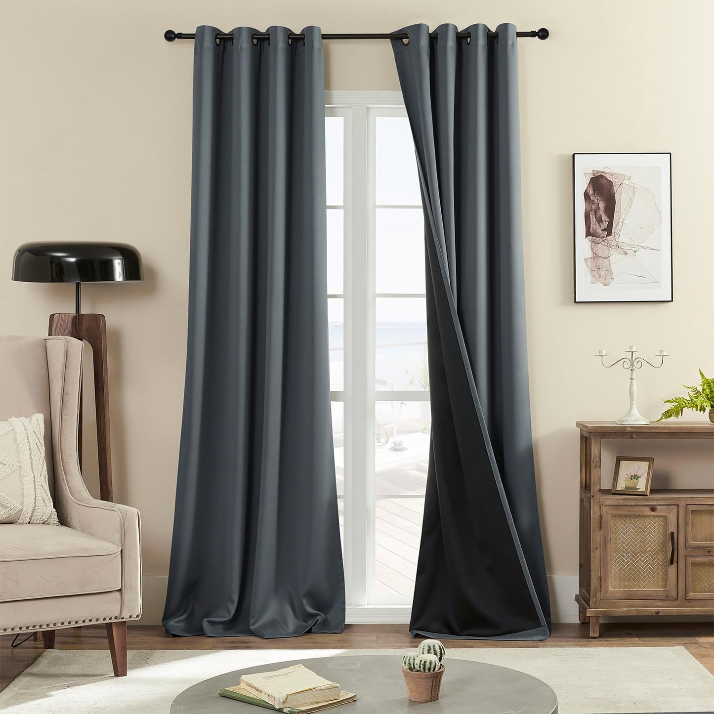 Rutterllow Blackout Curtains – 2 Panels, Dark Grey