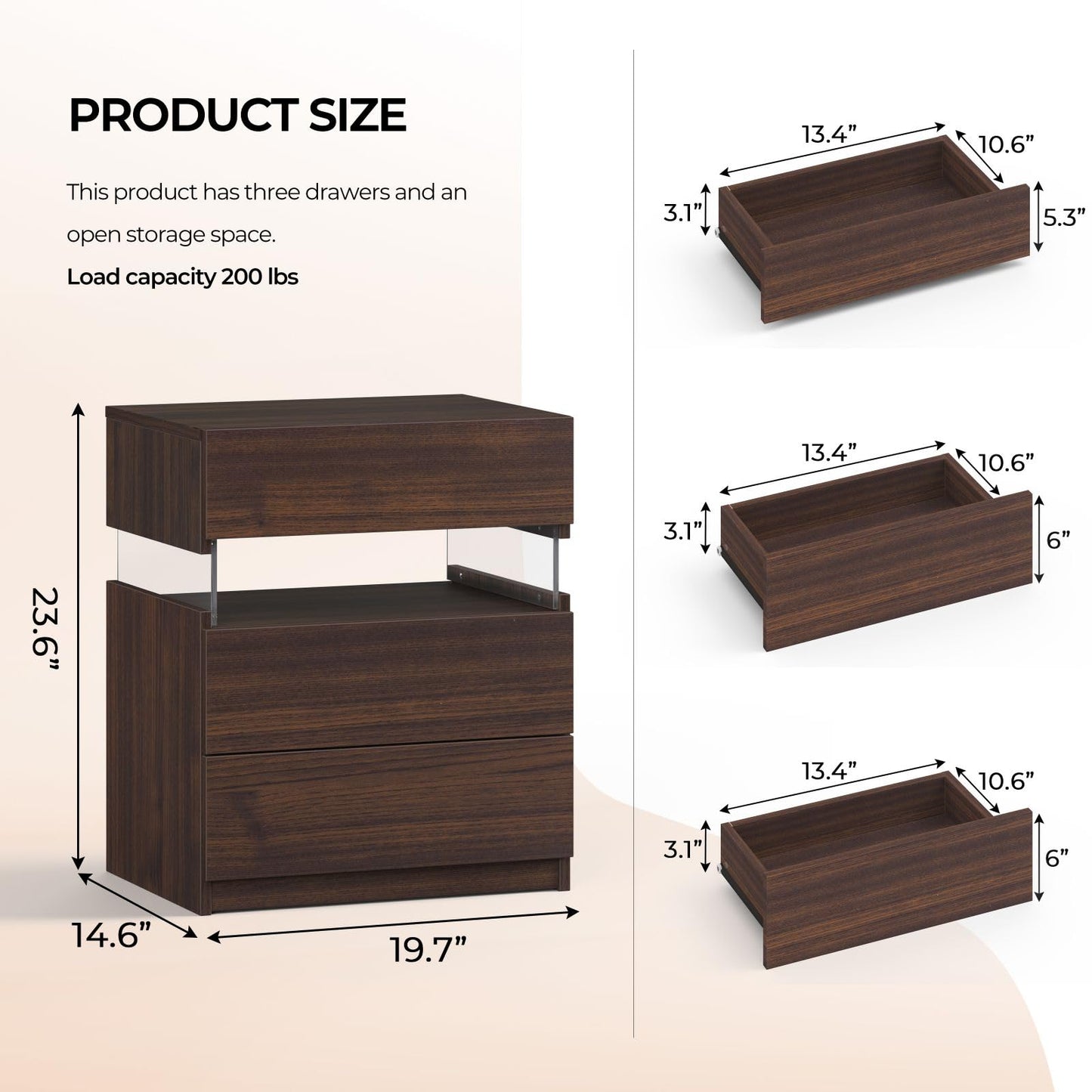 White LED Nightstand Set – 2 Pack