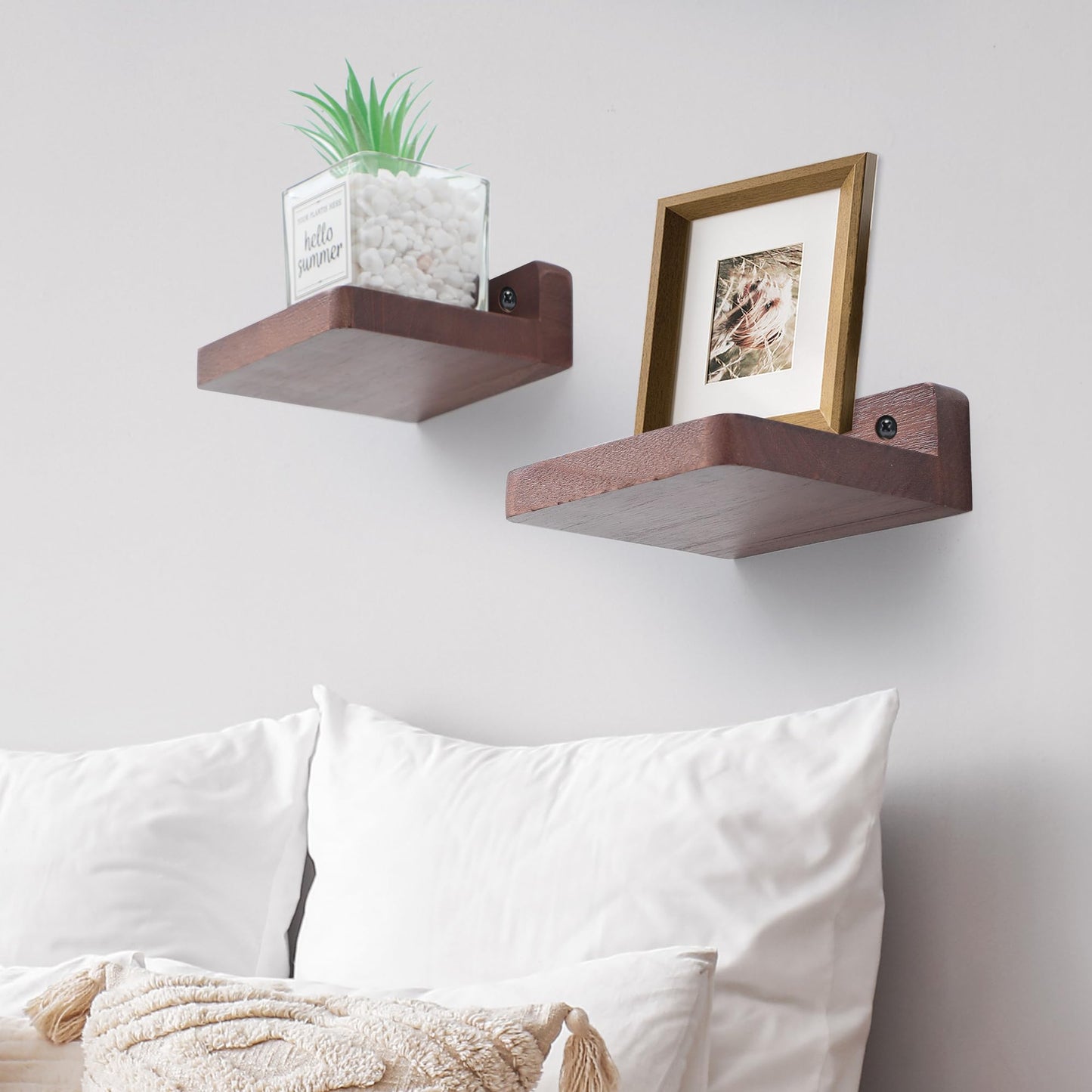 Small Floating Shelves 8-Pack, 4"x4", Rustic White