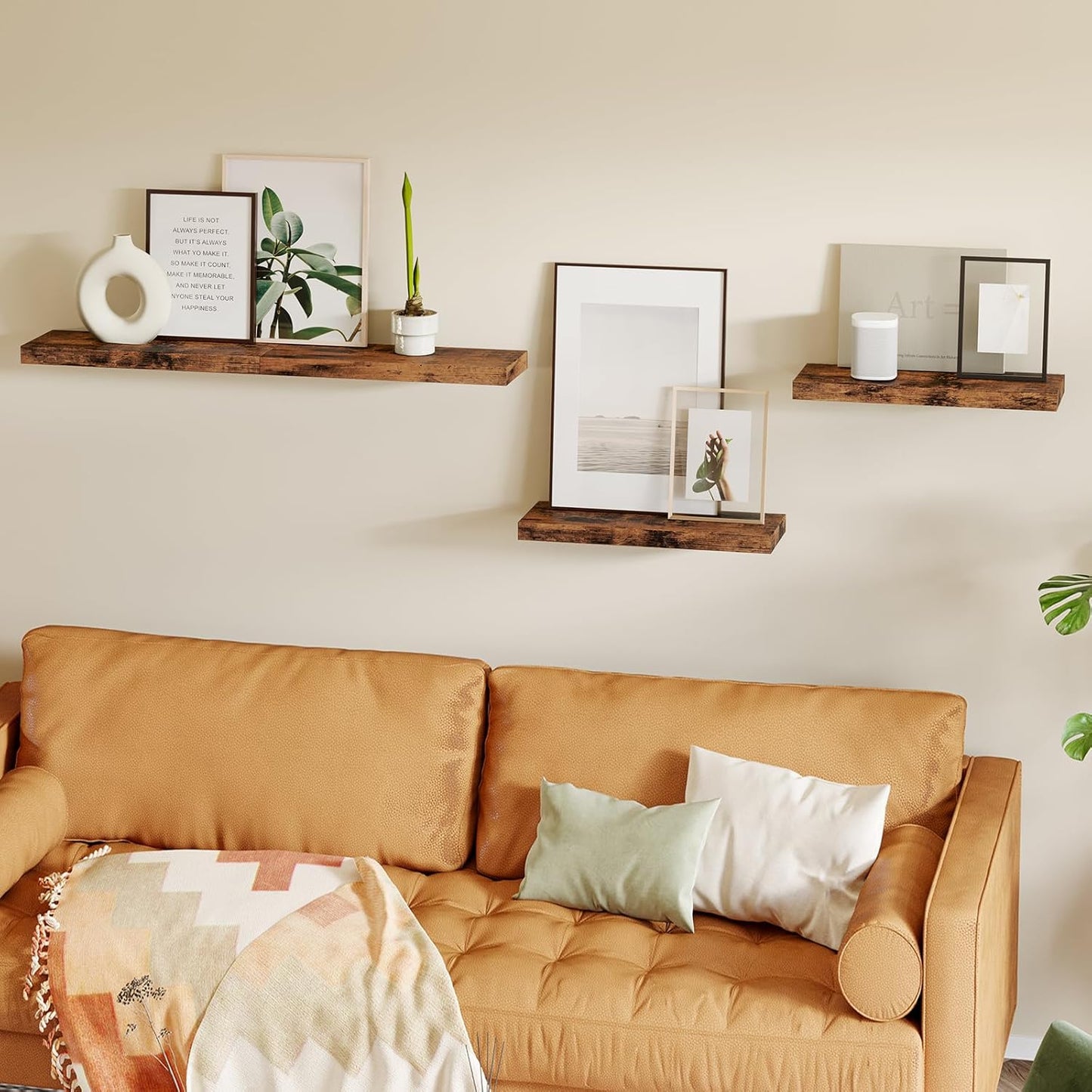 Fixwal 15.8" Rustic Floating Shelves, 4-Pack