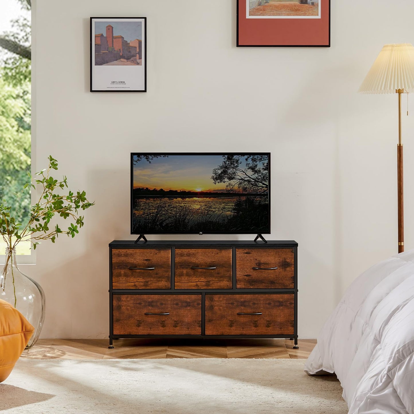 OLIXIS 5-Drawer Dresser, Black