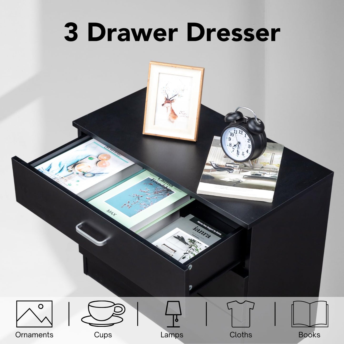 Karl Home White 3-Drawer Dresser/Nightstand