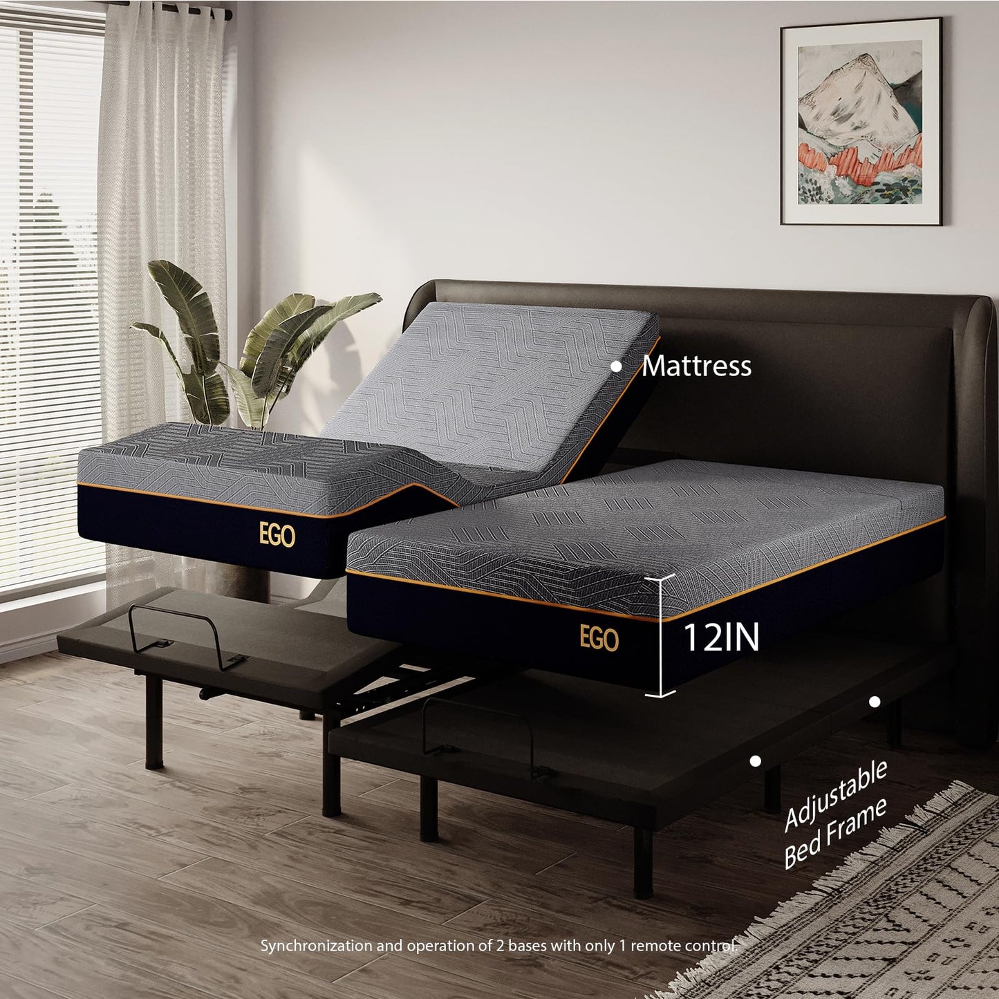 Split King Adjustable Bed with Mattress