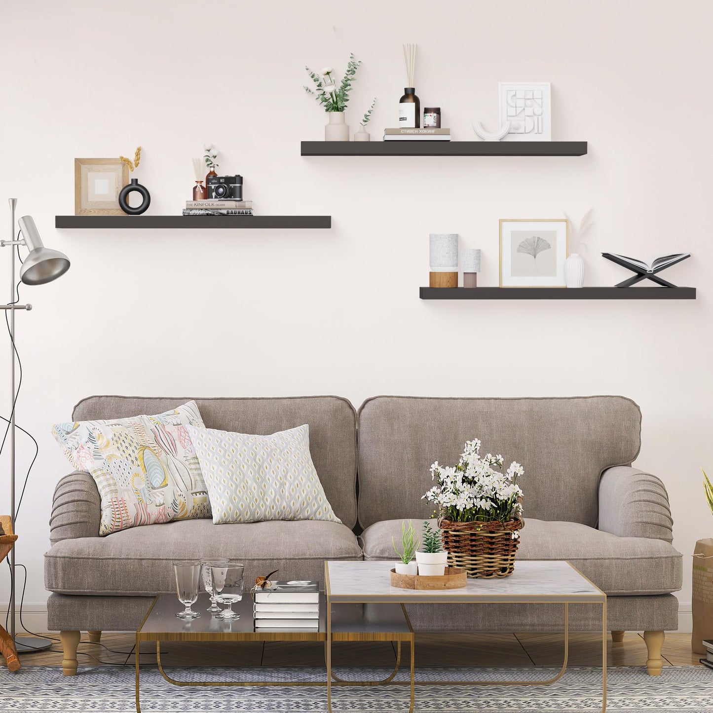 Colima 36" Brown Floating Shelves, 3-Pack