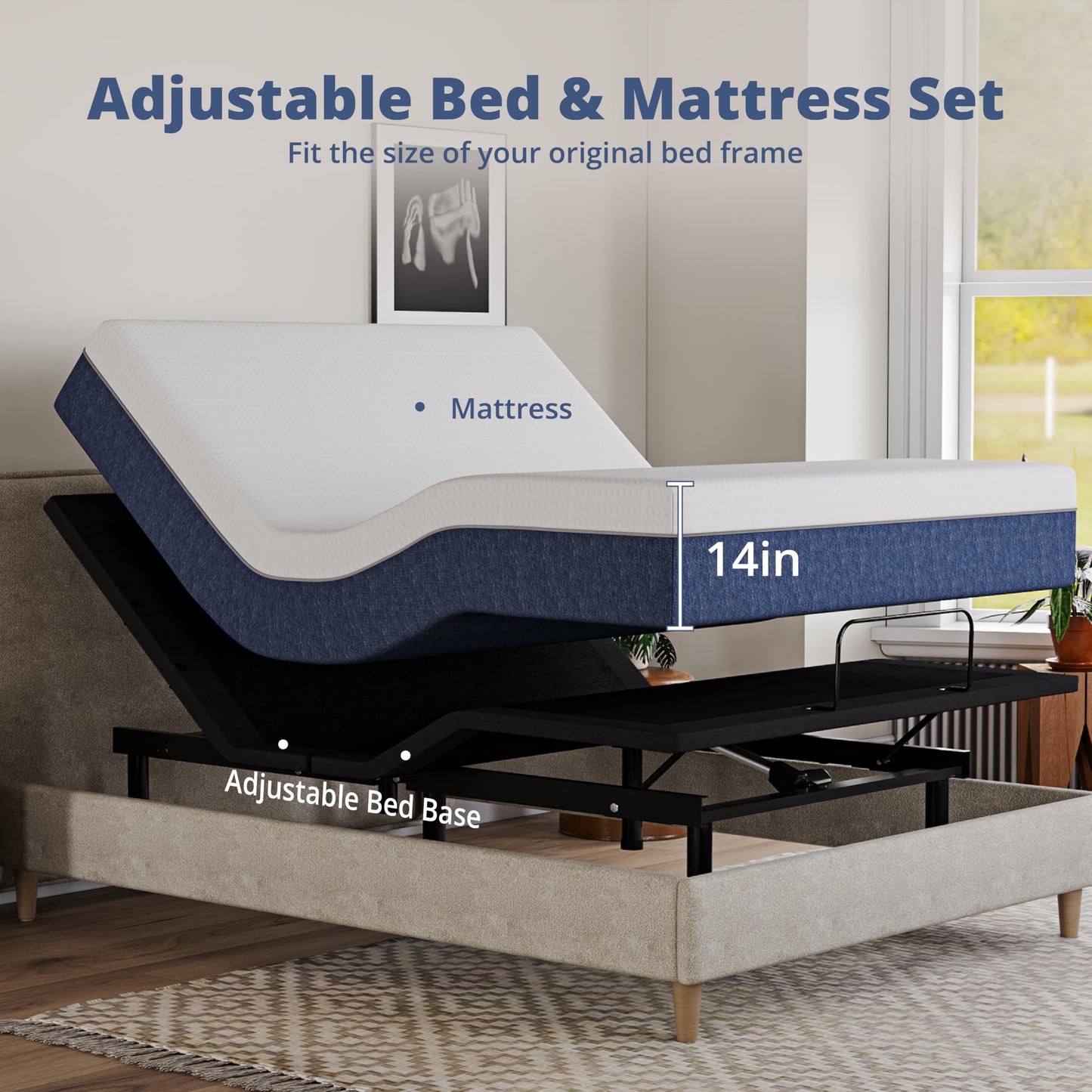 Split King Adjustable Bed with Mattress
